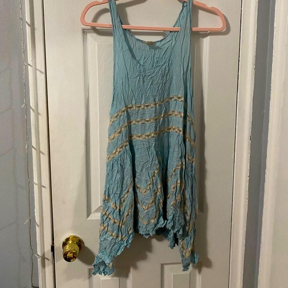 RARE Free People Sky Blue Trapeze Slip
